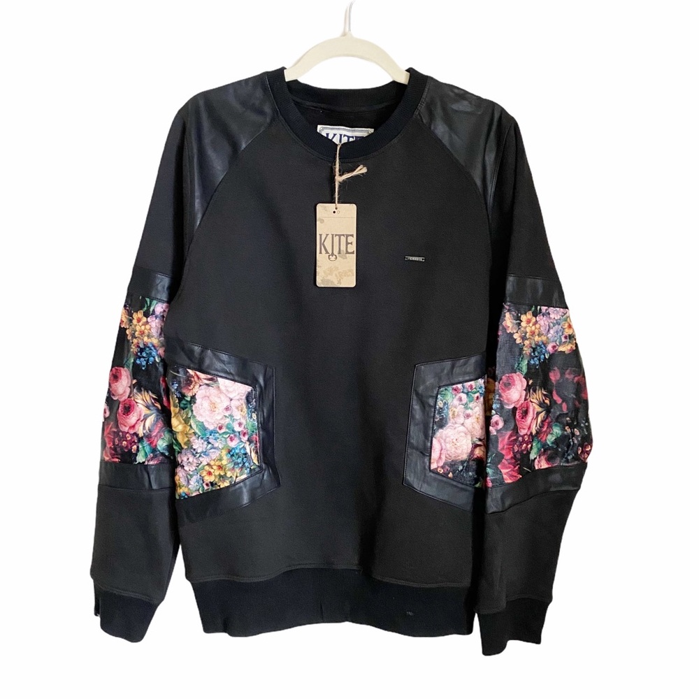 KITE Crewneck Sweatshirt Floral Leather Black M